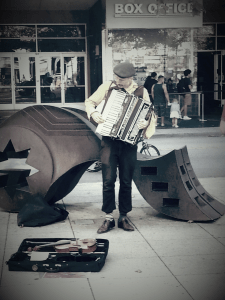 accordion and sculpture