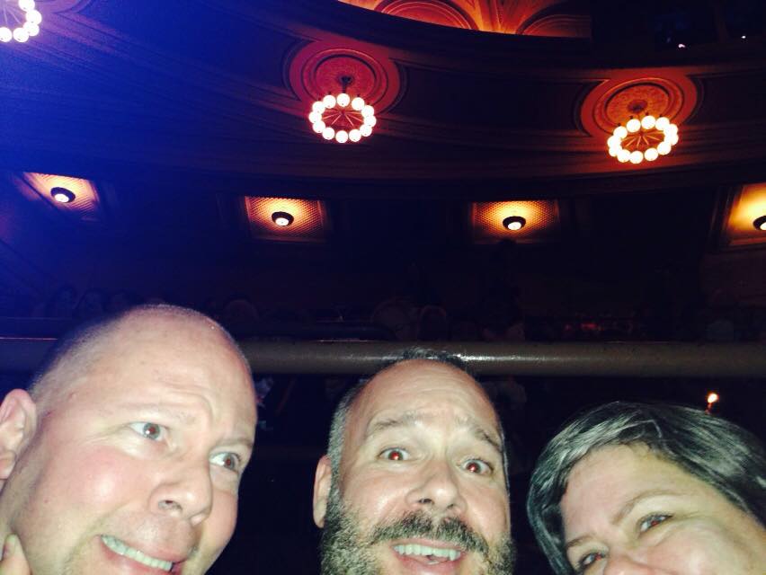 Goofing around during an unplanned intermission.